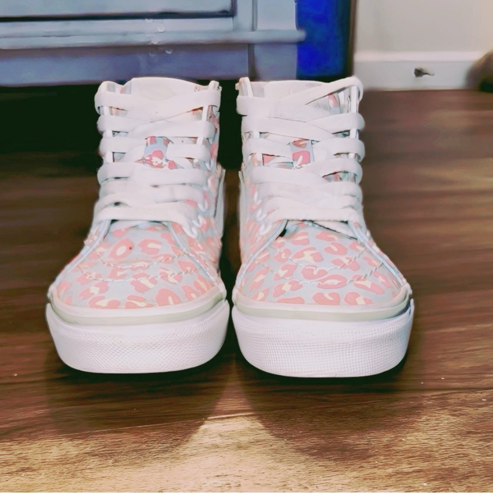 Vans Kids Sz 12 - Sk8 Hi Fun Pastel Pink Blue Yellow Cheetah Sneakers